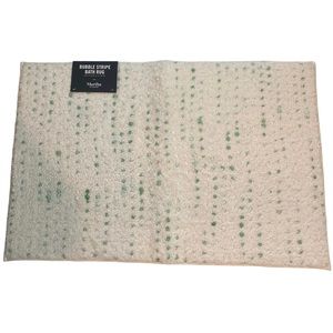 MARTHA STEWART Ivory/Green Bubble Stripe Bath Rug 20” X 30”
